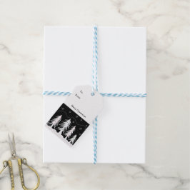 白黒のクリスマスツリー ギフトタグ