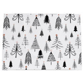 白黒のクリスマスツリー ラージペーパーバッグ (正面)