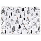 白黒のクリスマスツリー ラージペーパーバッグ (裏面)