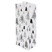 白黒のクリスマスツリー ワインギフトバッグ (裏面アングル)