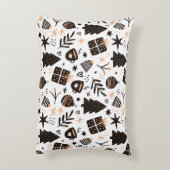 白黒のクリスマスパターン アクセントクッション (裏面(縦))