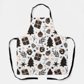 白黒のクリスマスパターン エプロン (正面)