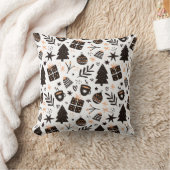 白黒のクリスマスパターン クッション (ブランケット)