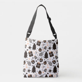 白黒のクリスマスパターン クロスボディバッグ
