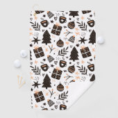 白黒のクリスマスパターン ゴルフタオル (インサイチュ)