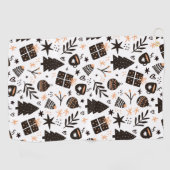 白黒のクリスマスパターン ゴルフタオル (横)