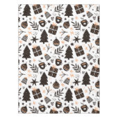 白黒のクリスマスパターン テーブルクロス (正面)