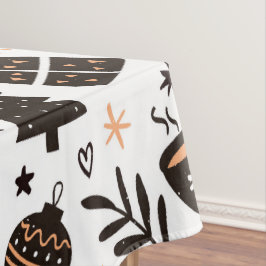 白黒のクリスマスパターン テーブルクロス