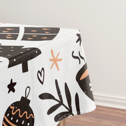 白黒のクリスマスパターン テーブルクロス (インサイチュ)