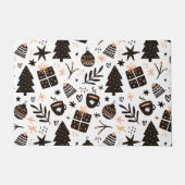白黒のクリスマスパターン ドアマット (正面)