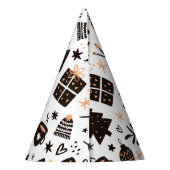 白黒のクリスマスパターン パーティーハット (裏面)