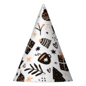 白黒のクリスマスパターン パーティーハット (左)