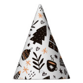 白黒のクリスマスパターン パーティーハット (右)