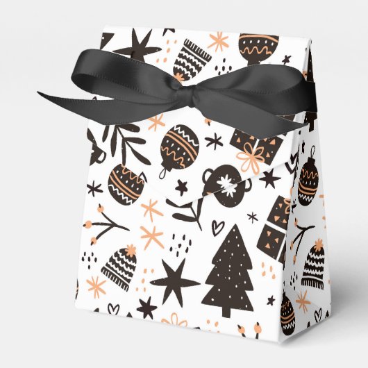 白黒のクリスマスパターン フェイバーボックス (正面サイド)