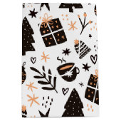 白黒のクリスマスパターン ミディアムペーパーバッグ (正面)