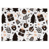 白黒のクリスマスパターン ラージペーパーバッグ (裏面)