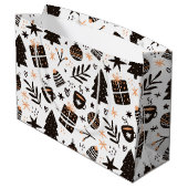 白黒のクリスマスパターン ラージペーパーバッグ (裏面アングル)