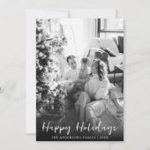 白黒のクリスマスモダン家族の写真 シーズンカード (正面)