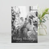 白黒のクリスマスモダン家族の写真 シーズンカード (スタンド正面)