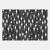 白黒のクリスマスモダン ラッピングペーパーシート (正面3)