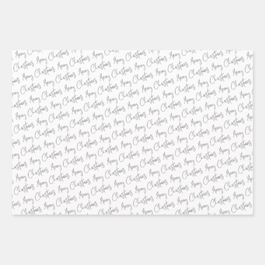 白黒のクリスマス休暇 ラッピングペーパーシート (正面3)