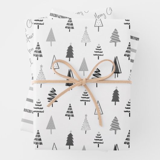 白黒のクリスマス休暇 ラッピングペーパーシート (インサイチュ)