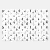 白黒のクリスマス休暇 ラッピングペーパーシート (正面)