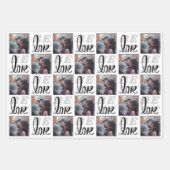 白黒のクリスマス写真3ギフト ラッピングペーパーシート (正面3)