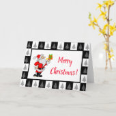 白黒のクリスマス折りたたみグリーティングカード カード (黄色い花)