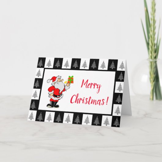 白黒のクリスマス折りたたみグリーティングカード カード (正面)