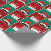 白黒のクリスマス猫 ラッピングペーパー (角)