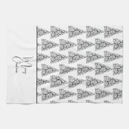 白黒のクリスマス キッチンタオル