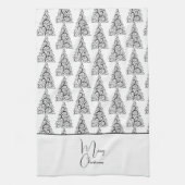 白黒のクリスマス キッチンタオル (縦)