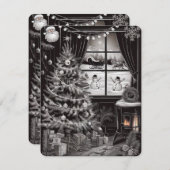白黒のクリスマス シーズンカード (正面/裏面)