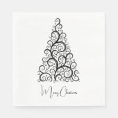 白黒のクリスマス スタンダードランチョンナプキン (正面)