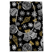 白黒のクリスマス ミディアムペーパーバッグ (正面)