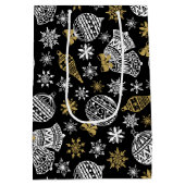 白黒のクリスマス ミディアムペーパーバッグ (裏面)