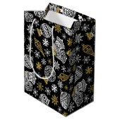 白黒のクリスマス ミディアムペーパーバッグ (裏面アングル)