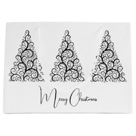 白黒のクリスマス ラージペーパーバッグ