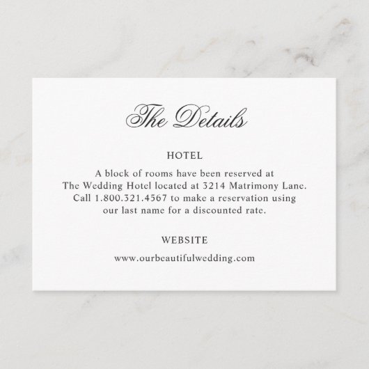 白黒のクリーンクラシック結婚ズ エンクロージャーカード (正面)