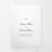 白黒のクリーンクラシック結婚ズ 三つ折り招待状 (カバー)