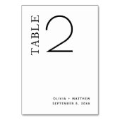 白黒のクリーンシンプルミニマル結婚リスト テーブルナンバー (裏面)