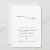 白黒のクリーンシンプルミニマル結婚リスト 招待状 (正面)