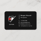 白黒のクリーンシンプル写真撮影 名刺 (正面)