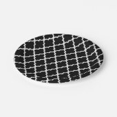 白黒のクローバータイルのパターン ペーパープレート (アングル)
