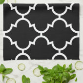 白黒のクローバーパターン キッチンタオル (折り畳み)