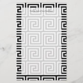 白黒のグラフィックギリシャ語の鍵パターン 便箋 (正面)