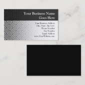 白黒のグラフィックギリシャ語の鍵パターン 名刺 (正面/裏面)
