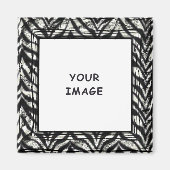 白黒のグラフィックゼブラのフォトフレーム マグネット (正面)