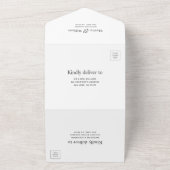 白黒のグラフィックモダンリーフ結婚ズ オールインワン招待状 (外側)